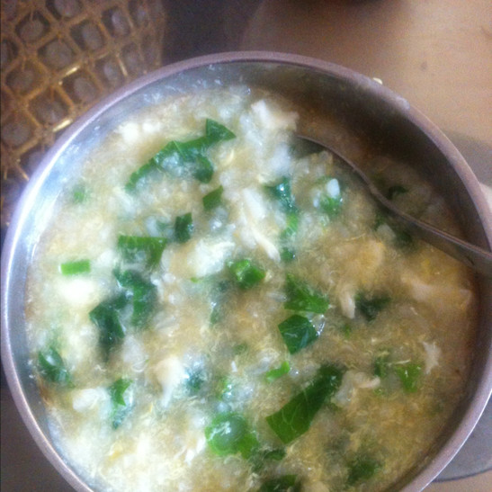 鸡蛋青菜粥