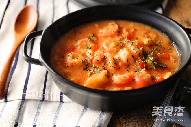 鲜虾番茄疙瘩汤的做法_家常鲜虾番茄疙瘩汤的